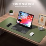 Aothia Desk Protector Mat, Mouse Pad, Non-Slip Waterproof PU Leather Desk Blotter, Laptop, Writing for Office and Home (23.6" x 13.7", Olive Green) - Image 4