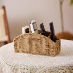Handwoven Remote Control Holder Basket, Boho Desk Organizer with 5-Compartment Storage TV Remotes, Office Supplies for Living Room, Bedroom, Office - Image 3