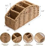 Handwoven Remote Control Holder Basket, Boho Desk Organizer with 5-Compartment Storage TV Remotes, Office Supplies for Living Room, Bedroom, Office - Image 5