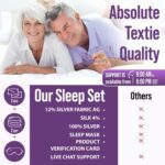 Grounding Sheet Set - King Size, Beige Fitted & Flat Sheets with Pillowcases - 12% Silver Fiber, 4% Silk, 84% Organic Cotton - Conductive Bed Grounded Kit for Better Sleep - Image 5