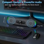 SOULION R200 Bluetooth Computer Speakers, Compact PC Speakers, USB C/USB Plug & Play Desktop Speaker with Colorful LED Lights, Clear Sound Wired PC Soundbar for Computer Desktop Laptop Monitor - Image 4