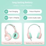 Kids Bluetooth Headphones, 85dB Volume Limit, Ultra-Soft Over-Ear, Built-in Mic, Foldable,Cartoon Animal Design, Suitable for School & Travel, FM/TF/AUX Supported (Icarer, Pink Cat) - Image 6