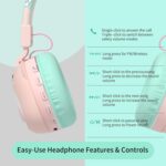 Kids Bluetooth Headphones, 85dB Volume Limit, Ultra-Soft Over-Ear, Built-in Mic, Foldable,Cartoon Animal Design, Suitable for School & Travel, FM/TF/AUX Supported (Icarer, Pink Cat) - Image 7