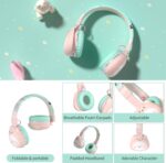 Kids Bluetooth Headphones, 85dB Volume Limit, Ultra-Soft Over-Ear, Built-in Mic, Foldable,Cartoon Animal Design, Suitable for School & Travel, FM/TF/AUX Supported (Icarer, Pink Cat) - Image 8