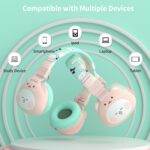 Kids Bluetooth Headphones, 85dB Volume Limit, Ultra-Soft Over-Ear, Built-in Mic, Foldable,Cartoon Animal Design, Suitable for School & Travel, FM/TF/AUX Supported (Icarer, Pink Cat) - Image 9