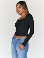 Trendy Queen Womens Long Sleeve Tops Going Out Top Trendy Cute Shirt Y2k Clothes Fashion Clothing Fall Outfits 2025 - Image 4