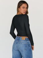Trendy Queen Womens Long Sleeve Tops Going Out Top Trendy Cute Shirt Y2k Clothes Fashion Clothing Fall Outfits 2025 - Image 5