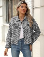 Zeagoo Flannels for Women Cropped Shacket Jacket Fashion Plaid Button Down Shirt 2025 Fall Coat Tops - Image 4