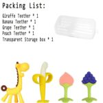 Baby Teething Toys 3-6 Months, Silicone Baby Teether Freezer BPA Free, Babies Teething Relief Sore Gums, Banana Finger Toothbrush, Fruit Shape Giraffe Teether for Infant Boys and Girls - Image 6