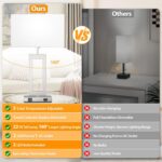 22’’ Touch Control Table Lamps Set of 2, 3 Color Temperatures Bedroom Bedside Lamps, Modern Silver Dimmable Lamps with USB Ports & AC Outlet, Tall Living Room Lamps for Nightstand End Table, 2 Bulbs - Image 5