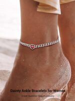 PROSTEEL Cuban Links Heart Anklets for Women, Adorned with Sparkling Birthstone, Black Stainless Steel Chain Ankle Bracelet, 8.5"-10.5" Adjustable, Come with Box - Image 3
