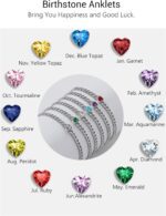 PROSTEEL Cuban Links Heart Anklets for Women, Adorned with Sparkling Birthstone, Black Stainless Steel Chain Ankle Bracelet, 8.5"-10.5" Adjustable, Come with Box - Image 4