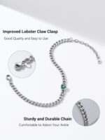 PROSTEEL Cuban Links Heart Anklets for Women, Adorned with Sparkling Birthstone, Black Stainless Steel Chain Ankle Bracelet, 8.5"-10.5" Adjustable, Come with Box - Image 7