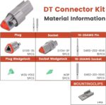 3Pin Connector 5Sets Deutsch Electrical Connector Pin Kit -Style DT Series, Waterproof Connectorsi,Terminal Plug for Automotive Crimping & Ready-to-Use Harness Repairs - Image 3