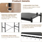 Housolution Mini Fridge Stand with Storage, 2-Tier Kitchen Microwave Stand with Storage Mini Fridge Shelf Height Adjustable Bakers Rack with 8 Hooks for Dorm, Living Room, Offices, Black - Image 5