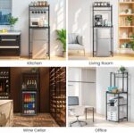 Housolution Mini Fridge Stand with Storage, 2-Tier Kitchen Microwave Stand with Storage Mini Fridge Shelf Height Adjustable Bakers Rack with 8 Hooks for Dorm, Living Room, Offices, Black - Image 7