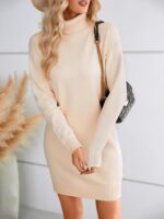 SENFURE Women Turtleneck Sweater Dress Oversized Long Sleeve Knit Pullover Fall Sweater Short Dresses - Image 3