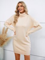 SENFURE Women Turtleneck Sweater Dress Oversized Long Sleeve Knit Pullover Fall Sweater Short Dresses - Image 5