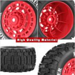 12mm Hex RC Wheel Tires for 1/16 Mini Maxx & Mini XRT MJX 16207 16210 16209 16208,HSP 94186,E-Revo,L0 S1 1/18 Mini LMT RC Crawler Car Truck,RC Drift Wheels,Mini RC Truck Tires 4PCS,Red - Image 6