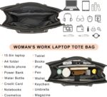 YZAOLL 15.6" Vegan Leather Laptop Bag for Women Lightweight Water-Resistant Work Tote & Briefcase for Travel,College,Office - Image 5