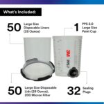 3M PPS 2.0 Spray Gun Cup, Lids and Liners Kit, 26024, Large, 28 Ounces, 200-Micron Filter, Use for Cars, Furniture, House and More, 1 Paint Cup, 50 Disposable Lids and Liners, 32 Sealing Plugs - Image 3