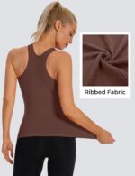 MathCat Seamless Workout Tank Top for Women with Built in Bra, Padded Racerback Ribbed Athletic Yoga Camisole - Image 3