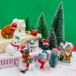 Bbiamsleep Christmas Cat Figurines with Houses Village Accessories, Resin Cat Figurine with Christmas Scarf Hat Ornament for Home Holiday Decor Scene, Set of 13 - Image 5