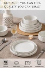 Pure & Practical Plates and Bowls Set for 6,FOBENTA 18 Piece White Dinnerware Sets – Ceramic Dish Set for Everyday Simplicity & Wellness Living - Image 4