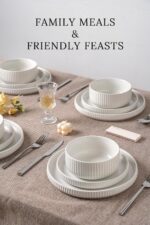 Pure & Practical Plates and Bowls Set for 6,FOBENTA 18 Piece White Dinnerware Sets – Ceramic Dish Set for Everyday Simplicity & Wellness Living - Image 5