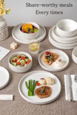 Pure & Practical Plates and Bowls Set for 6,FOBENTA 18 Piece White Dinnerware Sets – Ceramic Dish Set for Everyday Simplicity & Wellness Living - Image 6