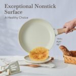 22 Pcs Pots and Pans Set Non Stick Non-Toxic Ceramic Kitchen Cookware Sets Nonstick Pot&Pan With Lid Cream White Granite Induction Compatible with Glass Lids Crepe - Image 4