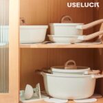 22 Pcs Pots and Pans Set Non Stick Non-Toxic Ceramic Kitchen Cookware Sets Nonstick Pot&Pan With Lid Cream White Granite Induction Compatible with Glass Lids Crepe - Image 10