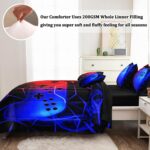 4 Pcs Gamer Twin Bedding Set for Boys, Blue-red Gaming Twin Size Boys Comforter Set for Kids - Image 6