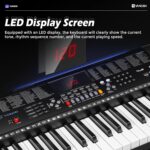 Vangoa 61 Key Keyboard Piano, Light-Up Electric Piano Keyboard Kit with 600 Voices, 400 Rhythms with Piano Stand, Microphone, Recording/USB, Gift for Beginners, Black (VGK6101) - Image 3