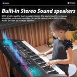 Vangoa 61 Key Keyboard Piano, Light-Up Electric Piano Keyboard Kit with 600 Voices, 400 Rhythms with Piano Stand, Microphone, Recording/USB, Gift for Beginners, Black (VGK6101) - Image 7