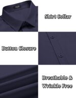 COOFANDY Mens Short Sleeve Shirt Casual Button Up Shirts for Men, Navy Blue, Small - Image 6