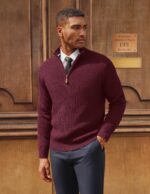PJ PAUL JONES Men Quarter Zip Pullover Sweaters Lightweight Knit Dress Sweater for Glof Work Casual - Image 3