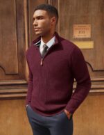 PJ PAUL JONES Men Quarter Zip Pullover Sweaters Lightweight Knit Dress Sweater for Glof Work Casual - Image 4