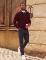 PJ PAUL JONES Men Quarter Zip Pullover Sweaters Lightweight Knit Dress Sweater for Glof Work Casual - Image 6