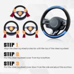 Car Steering Wheel Cover, Leather Steering Wheel Covers Protector, Comfortable & Breathable Cars Wheel Cover Fits 15 Inch, Universal Interior Car Accessories for Most Vehicles (Blue) - Image 6