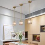 Modern Gold Pendant Light Brushed Brass Mid Century Chandelier Amber Glass Shades Adjustable Rods Farmhouse Ceiling Hanging Lighting Fixture Kitchen Island Dining Room Bedroom - Image 4