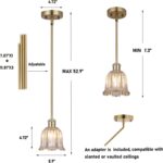 Modern Gold Pendant Light Brushed Brass Mid Century Chandelier Amber Glass Shades Adjustable Rods Farmhouse Ceiling Hanging Lighting Fixture Kitchen Island Dining Room Bedroom - Image 5