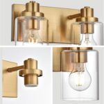 5 Light Bathroom Vanity Lights Brushed Nickel Bathroom Lighting Fixtures Over Mirror with Clear Glass Shades, Modern Industrial Wall Sconces Vanity Lighting Fixture for Bedroom Living Room - Image 7