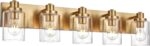 5 Light Bathroom Vanity Lights Brushed Nickel Bathroom Lighting Fixtures Over Mirror with Clear Glass Shades, Modern Industrial Wall Sconces Vanity Lighting Fixture for Bedroom Living Room - Image 10