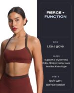 Aoxjox Women's Color Block Halter Workout Sports Bras Fitness Athletic Vanessa Bra Yoga Crop Tank - Image 5