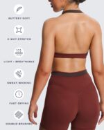 Aoxjox Women's Color Block Halter Workout Sports Bras Fitness Athletic Vanessa Bra Yoga Crop Tank - Image 7