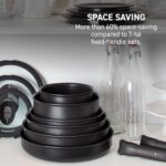 T-fal Ingenio Nonstick Cookware Set 10 Piece, Induction, Oven Broiler Safe 500F, Cookware, Pots and Pans, RV, Camping, Oven, Broil, Dishwasher Safe, Detachable Handle, Red - Image 4