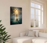 Jesus Walking On Water Canvas Wall Art Jesus Christ Wall Decor Picture Christianity Cross Poster Print Painting for Living Room Bedroom Prayer Room Home Decorate Prepare To Hang - Image 4