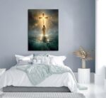 Jesus Walking On Water Canvas Wall Art Jesus Christ Wall Decor Picture Christianity Cross Poster Print Painting for Living Room Bedroom Prayer Room Home Decorate Prepare To Hang - Image 5