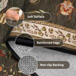 Floral Washable Rug 5x7 Area Rugs for Living Room, Insect Print Rug for Bedroom, Non Slip Throw Carpet with Rubber Back, Soft Low Pile Carpet for Dining Room Home Office, Brown - Image 6